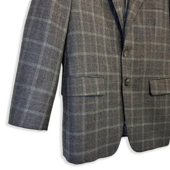 Vintage 80s Wool Plaid Blazer Hand-Tailored Maxwell’s Clothiers Jacket Academia - Picture 3 of 10